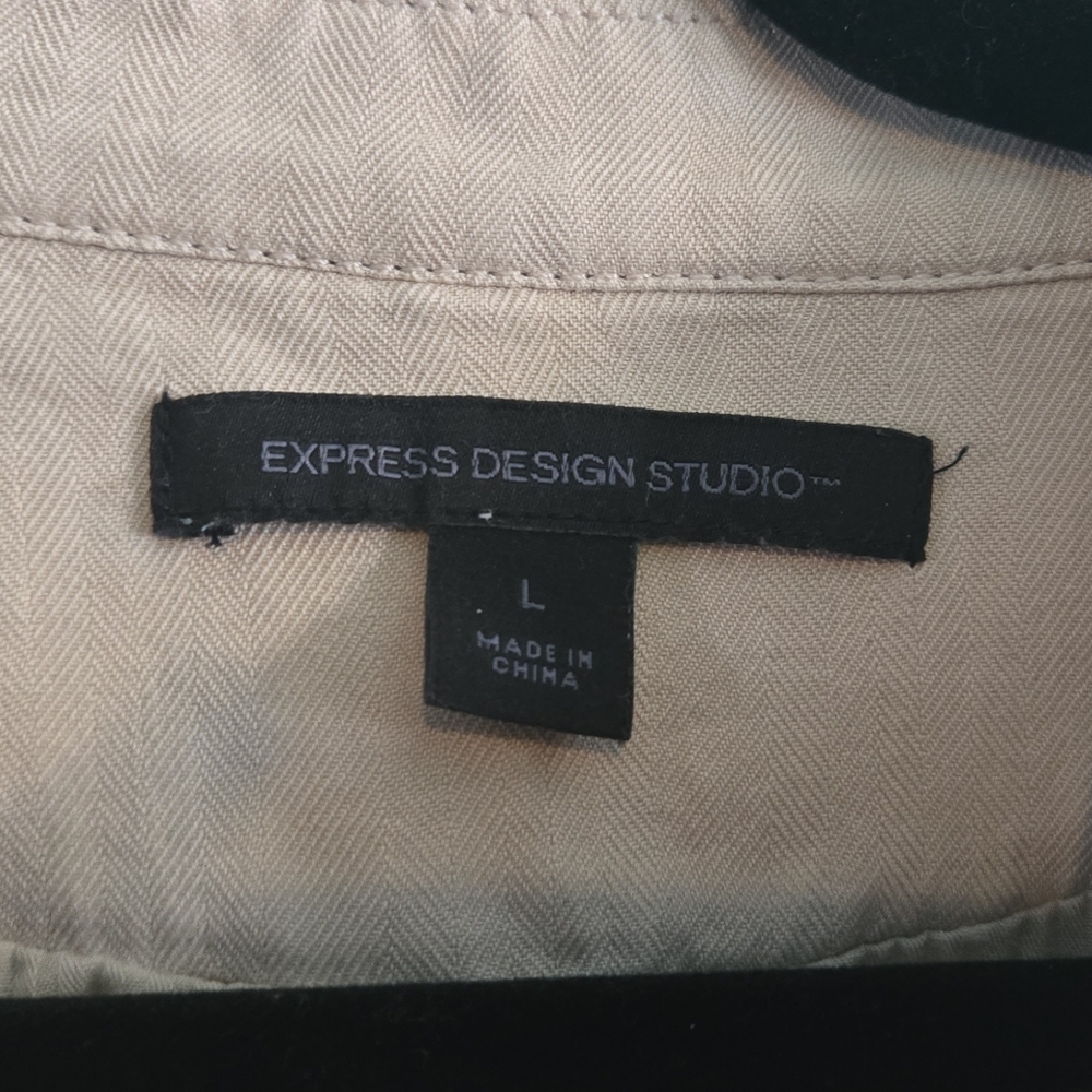 Vintage Womens Jacket Express Design Studio Button Down Beige Large - Picture 7 of 14